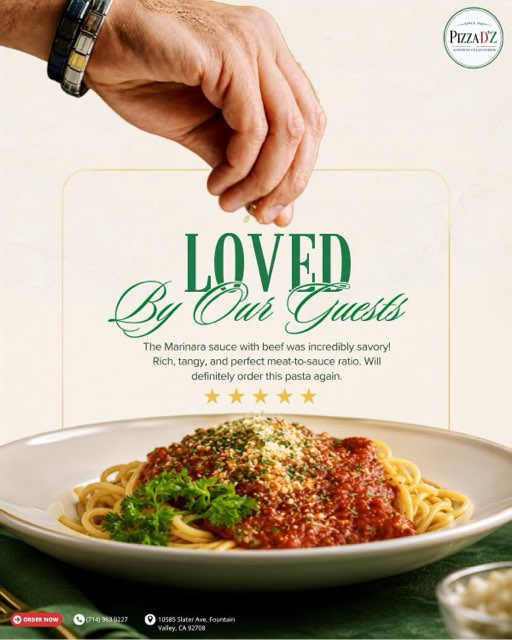 Spaghetti with beef marinara, loved by our guests