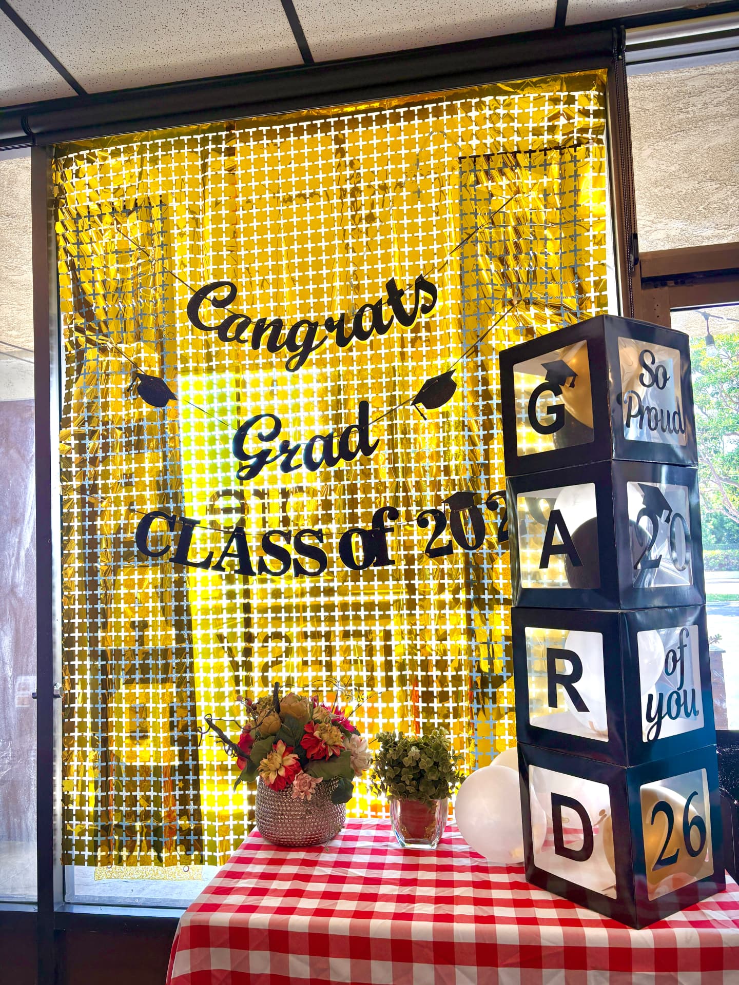 Congrats Grad Class of 2026 decorations by the window